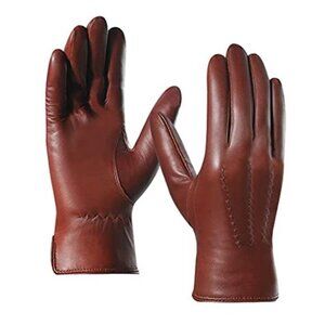 Mens Leather Gloves Winter Sheepskin Cashmere Lined Driving Motorcycle Gloves